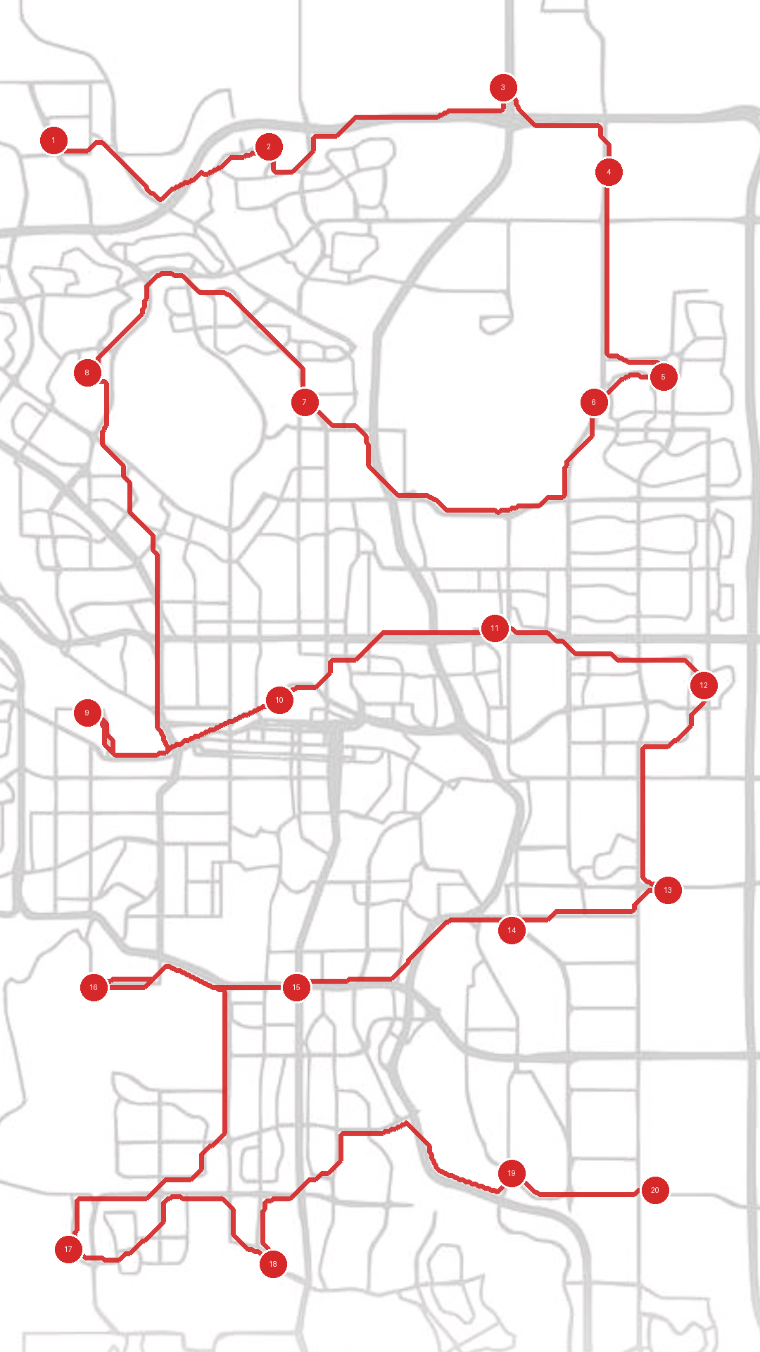 Hand-drawn city map showing a sample Ashton Media Street Team route