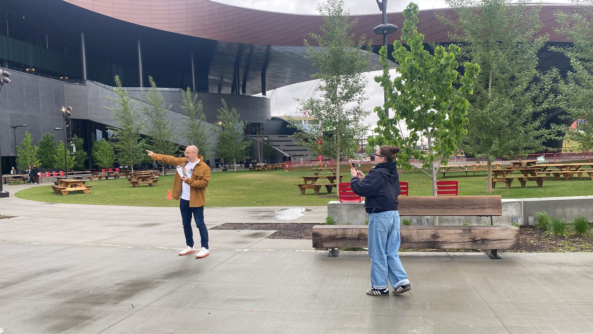 Filming brand content at the BMO Centre plaza
