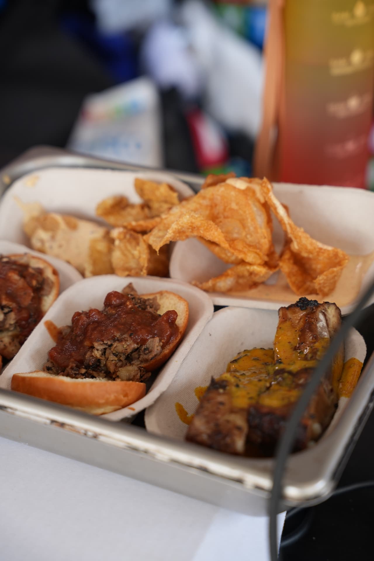 Sampling tray of dishes served at the activation